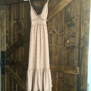 She + Sky Dusty Rose Floral Spaghetti-Strap Maxi Dress